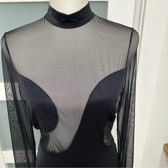 Nest Bodycon Mesh Sheer Insert Mini Dress Black Size Large NEW WITH TAGS - Picture 3 of 7
